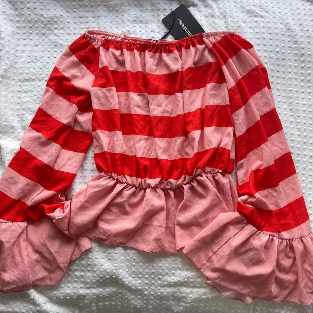 NEW Pretty Little Thing striped off-shoulder top 4